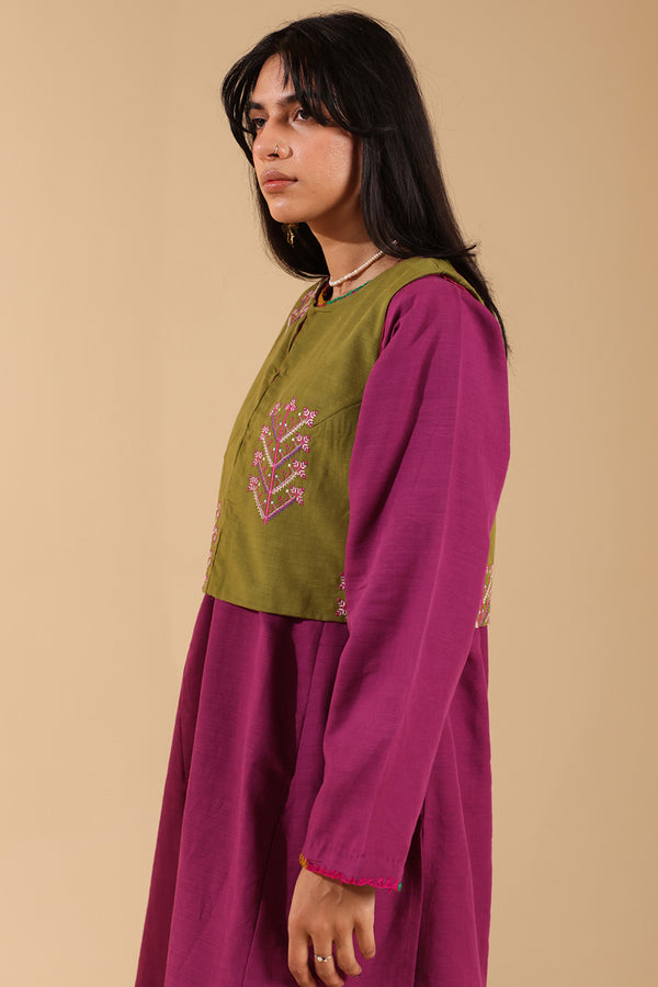 Embroidered Damask Koti