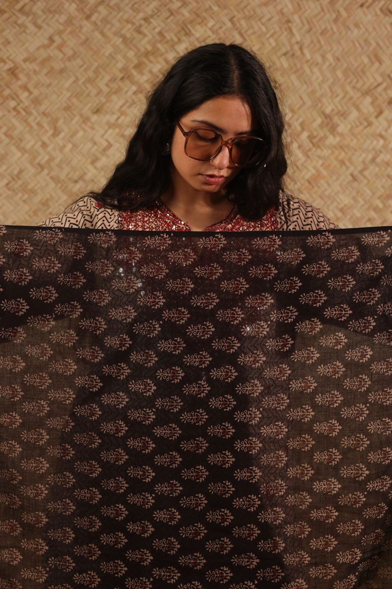 Ajrak Chevron Embroidered Ensemble