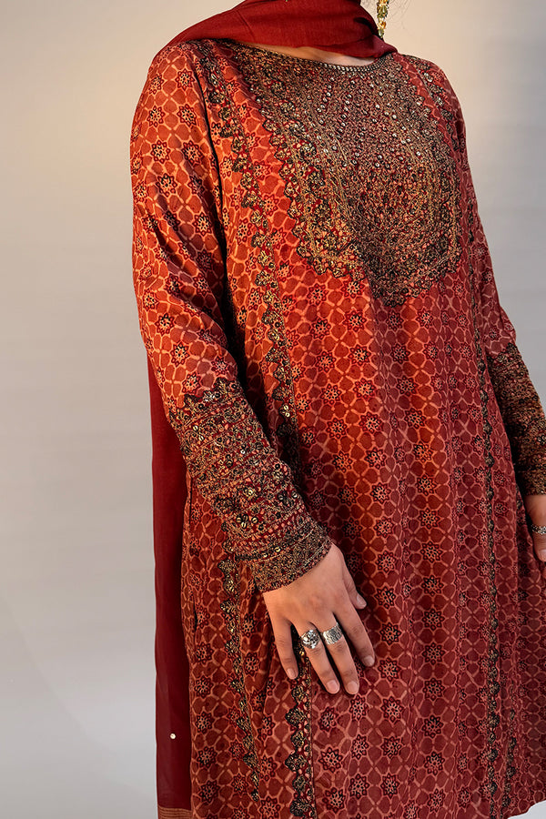 Ajrak Rangkaar 3-Piece Ensemble