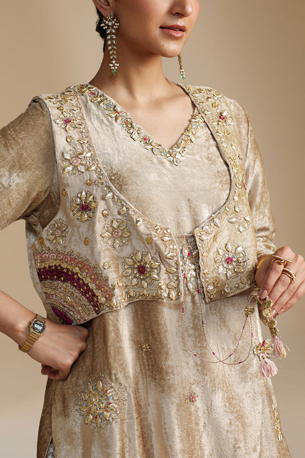 Gilded Velvet Bahaar Koti Ensemble