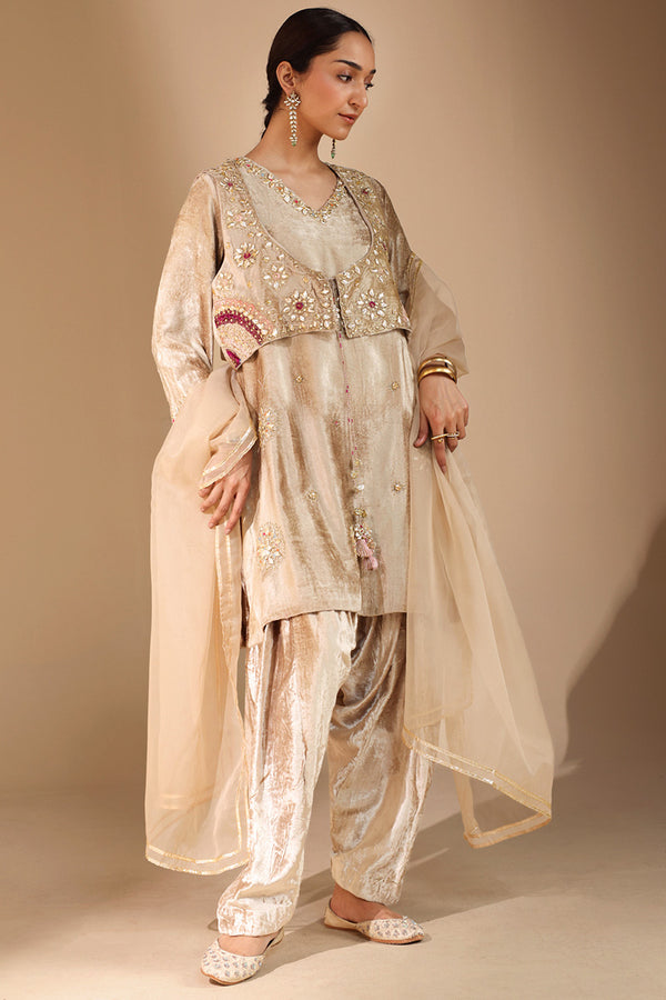 Gilded Velvet Bahaar Koti Ensemble