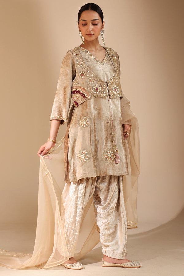 Gilded Velvet Bahaar Koti Ensemble