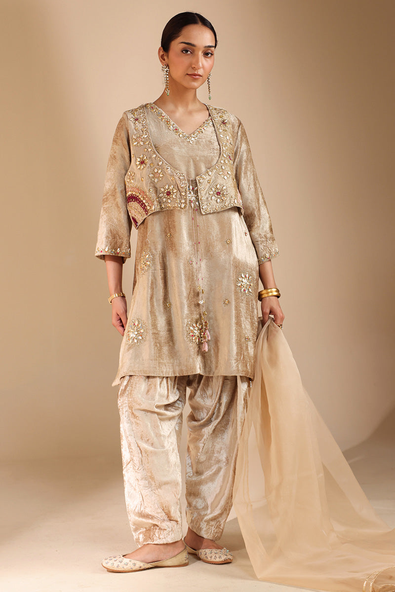 Gilded Velvet Bahaar Koti Ensemble