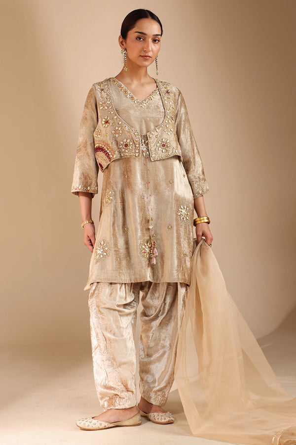 Gilded Velvet Bahaar Koti Ensemble