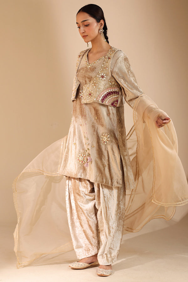 Gilded Velvet Bahaar Koti Ensemble