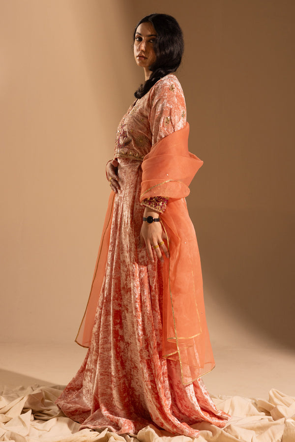 Chand Tara Velvet 3-Piece Lehnga Set