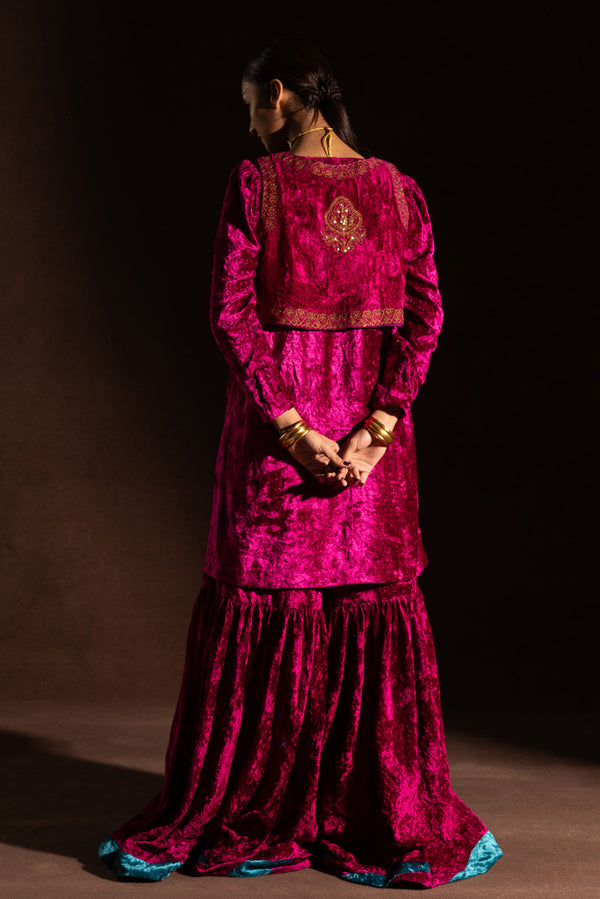 Velvet 3-Piece Koti Gharara Set