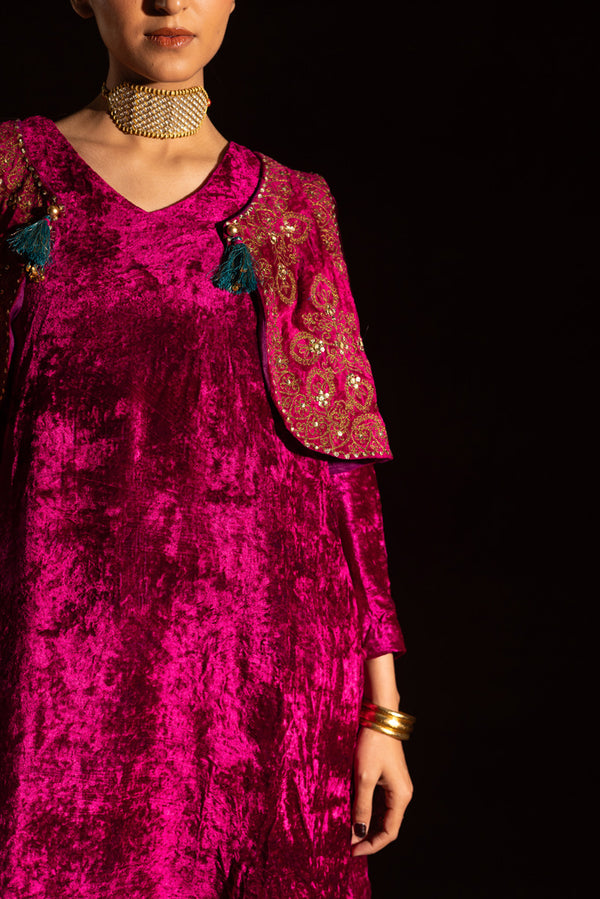 Velvet 3-Piece Koti Gharara Set