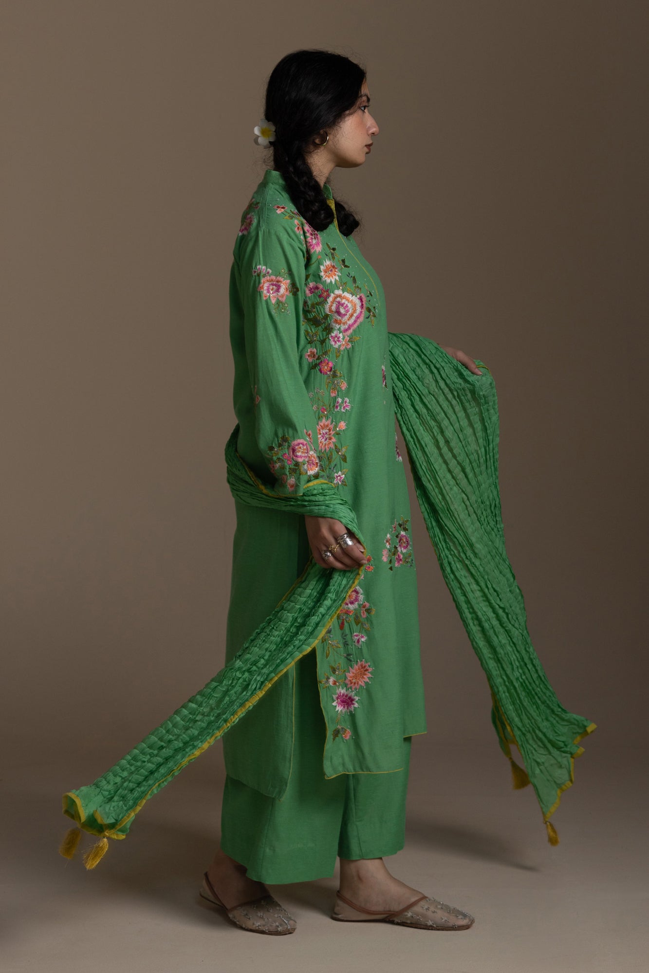 Embroidered Rosette 3-Piece Suit