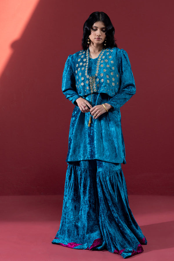 Velvet Koti Gharara Ensemble
