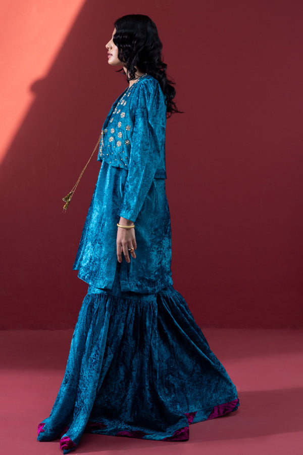 Velvet Koti Gharara Ensemble