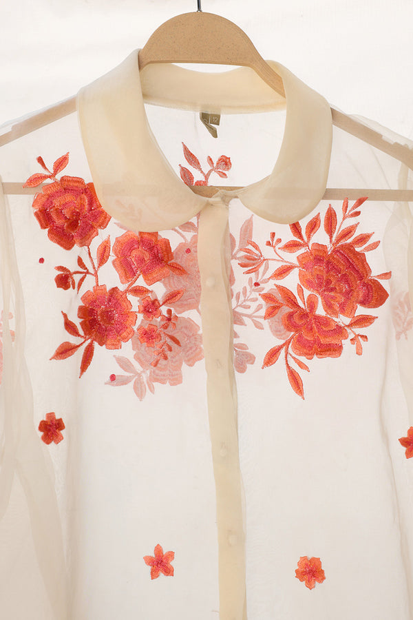 Ivory Rose Embroidered Shirt