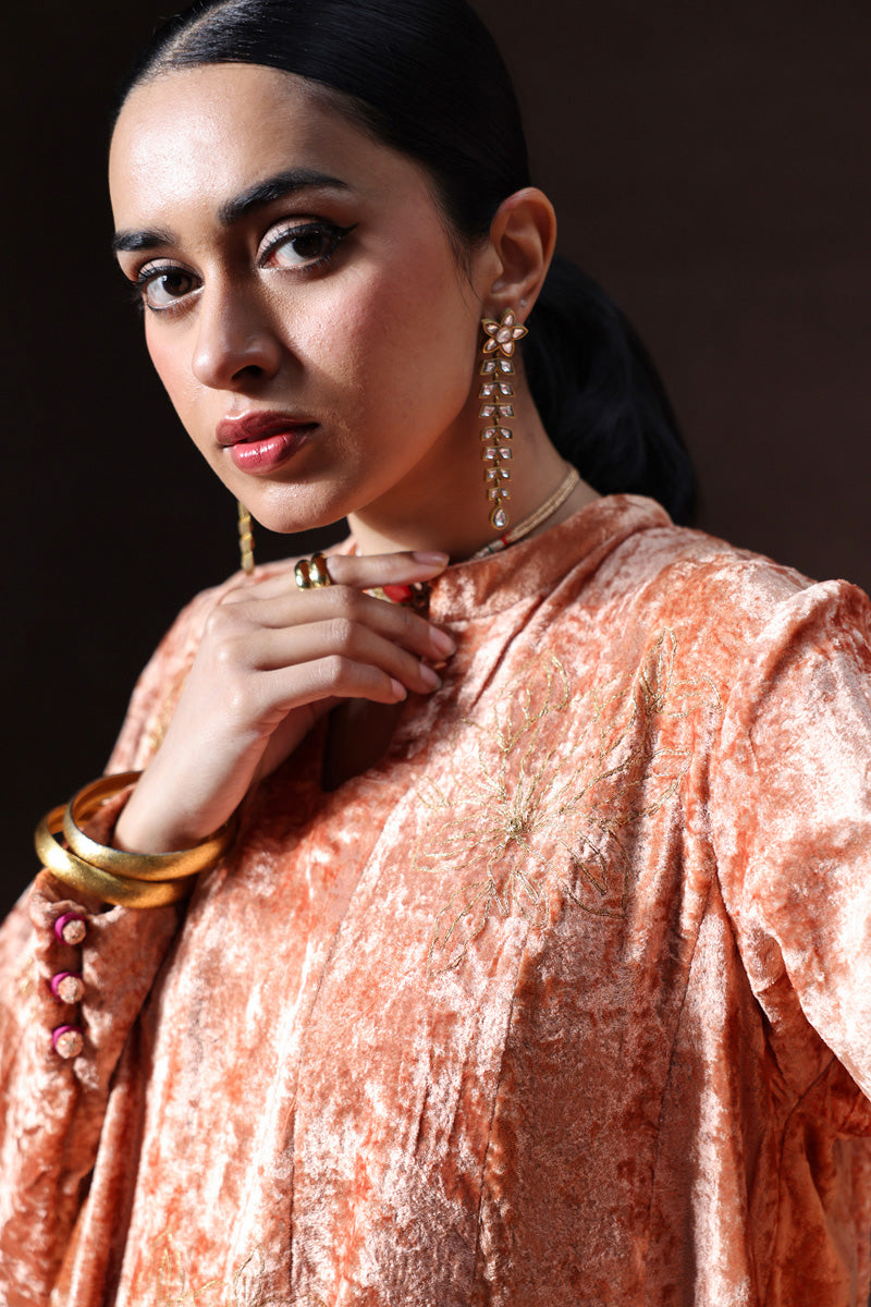 Embroidered Velvet Kalidar Set