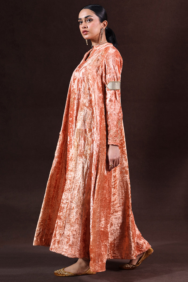 Embroidered Velvet Kalidar Set