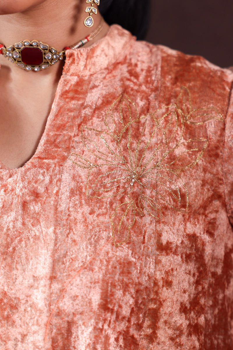 Embroidered Velvet Kalidar Set