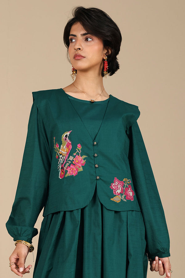 Song Bird Embroidered Koti Set