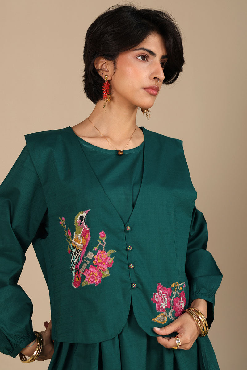 Song Bird Embroidered Koti Set