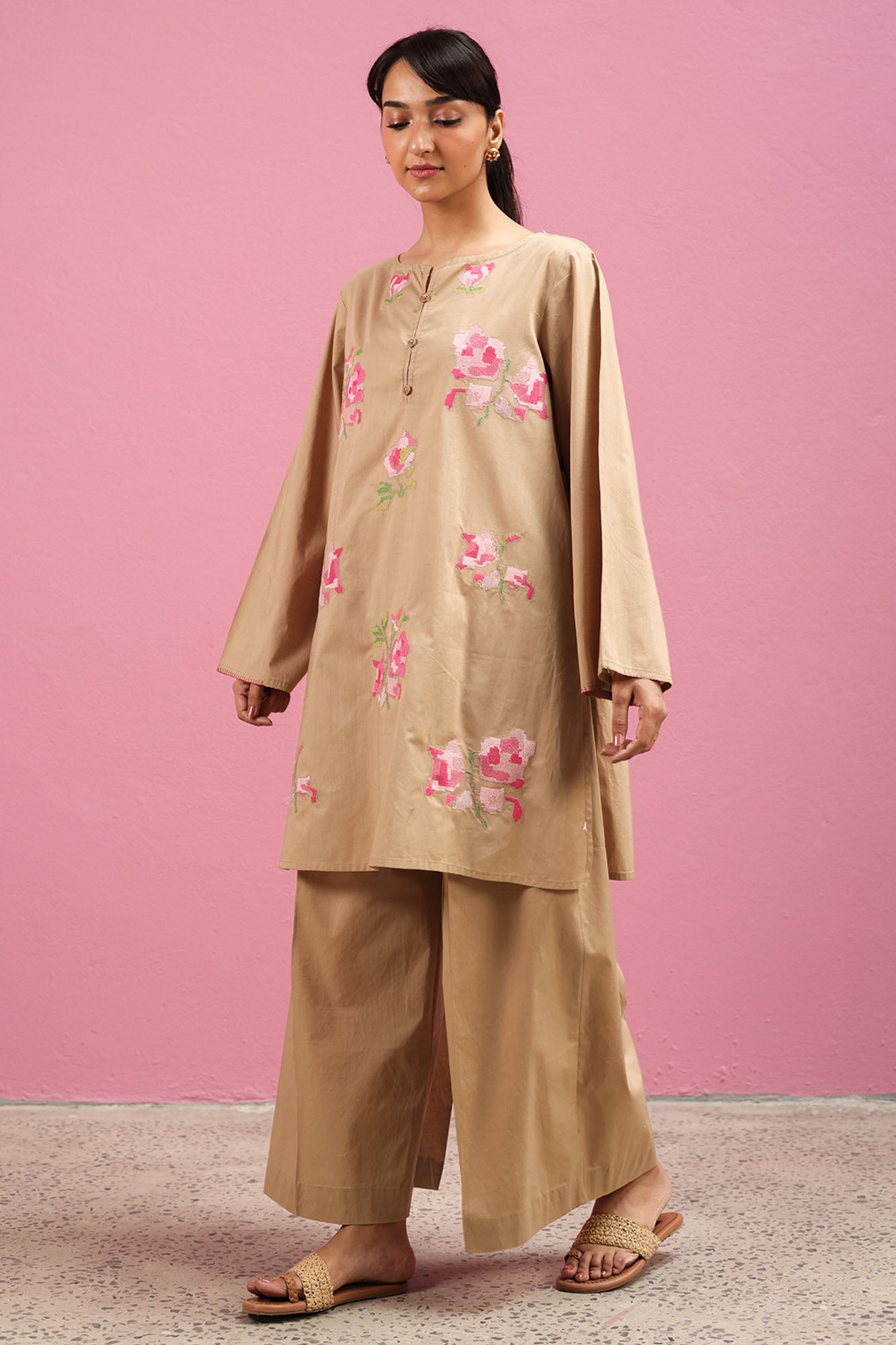Hand Embroidered Floral Co-Ord Set