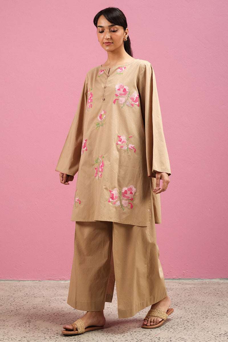 Hand Embroidered Floral Co-Ord Set