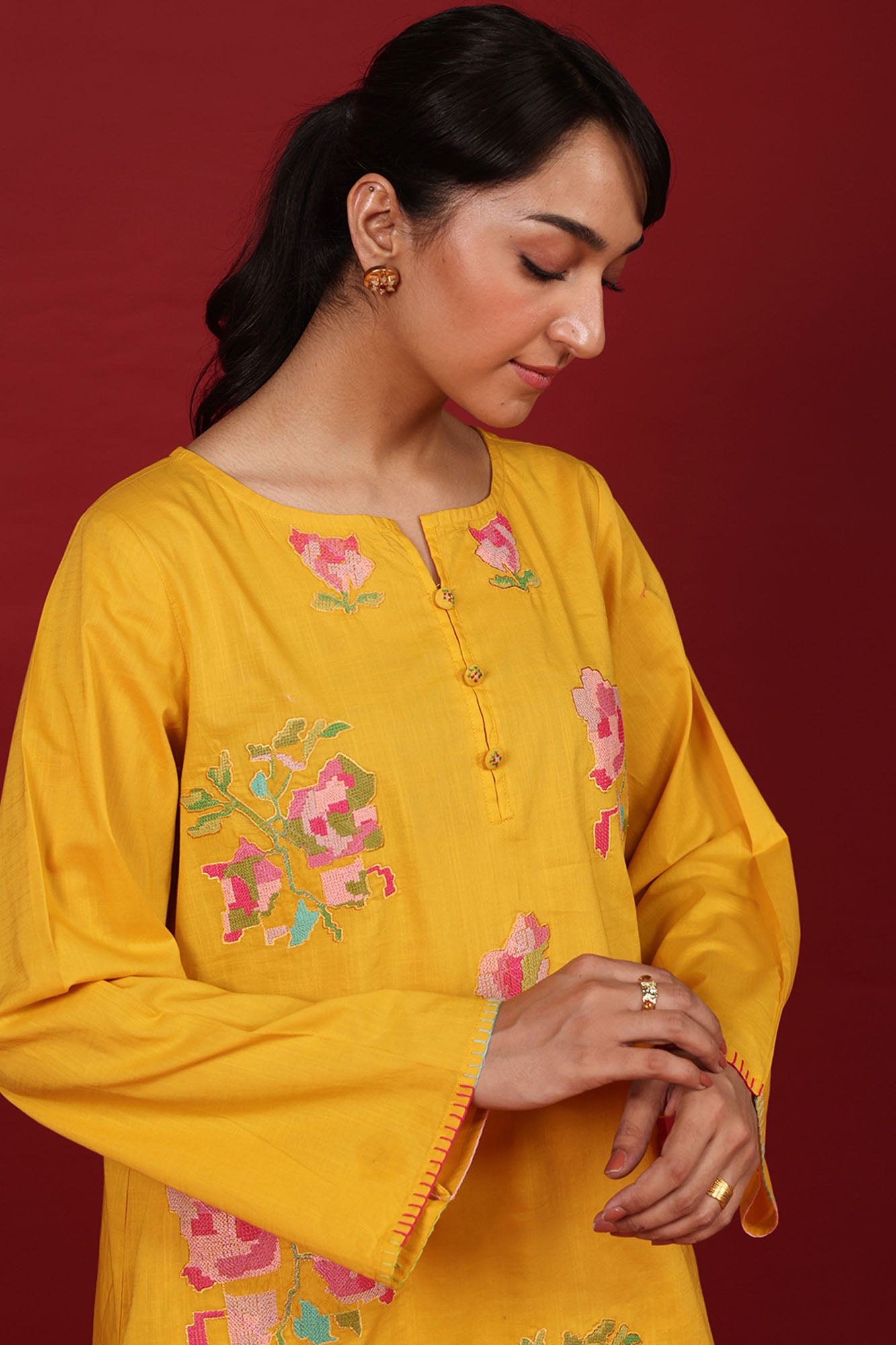 Hand Embroidered Floral Co-Ord Set