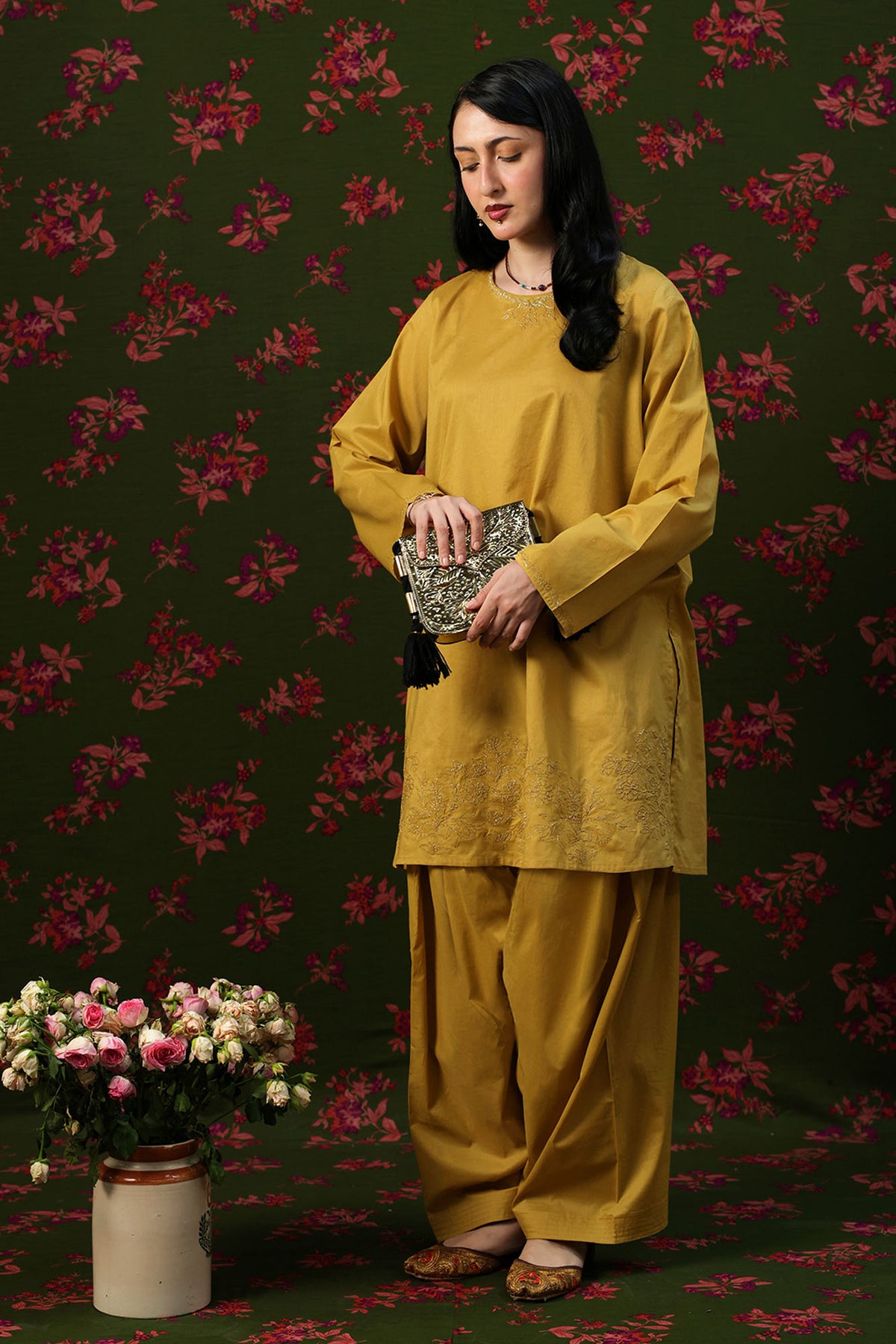 Kesariya Embroidered Set