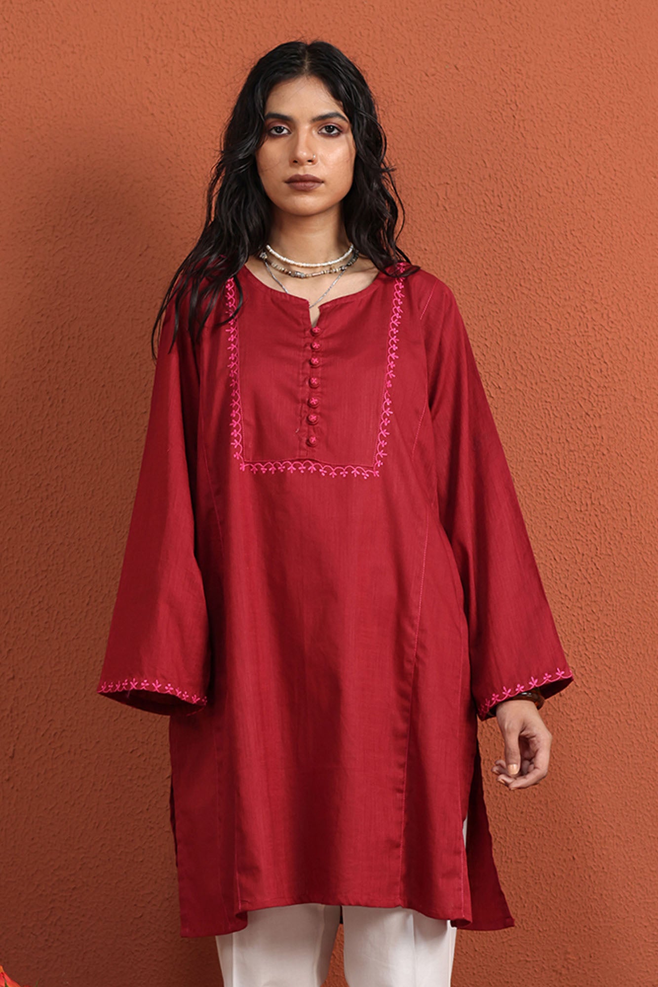 Phool Embroidered Kurta