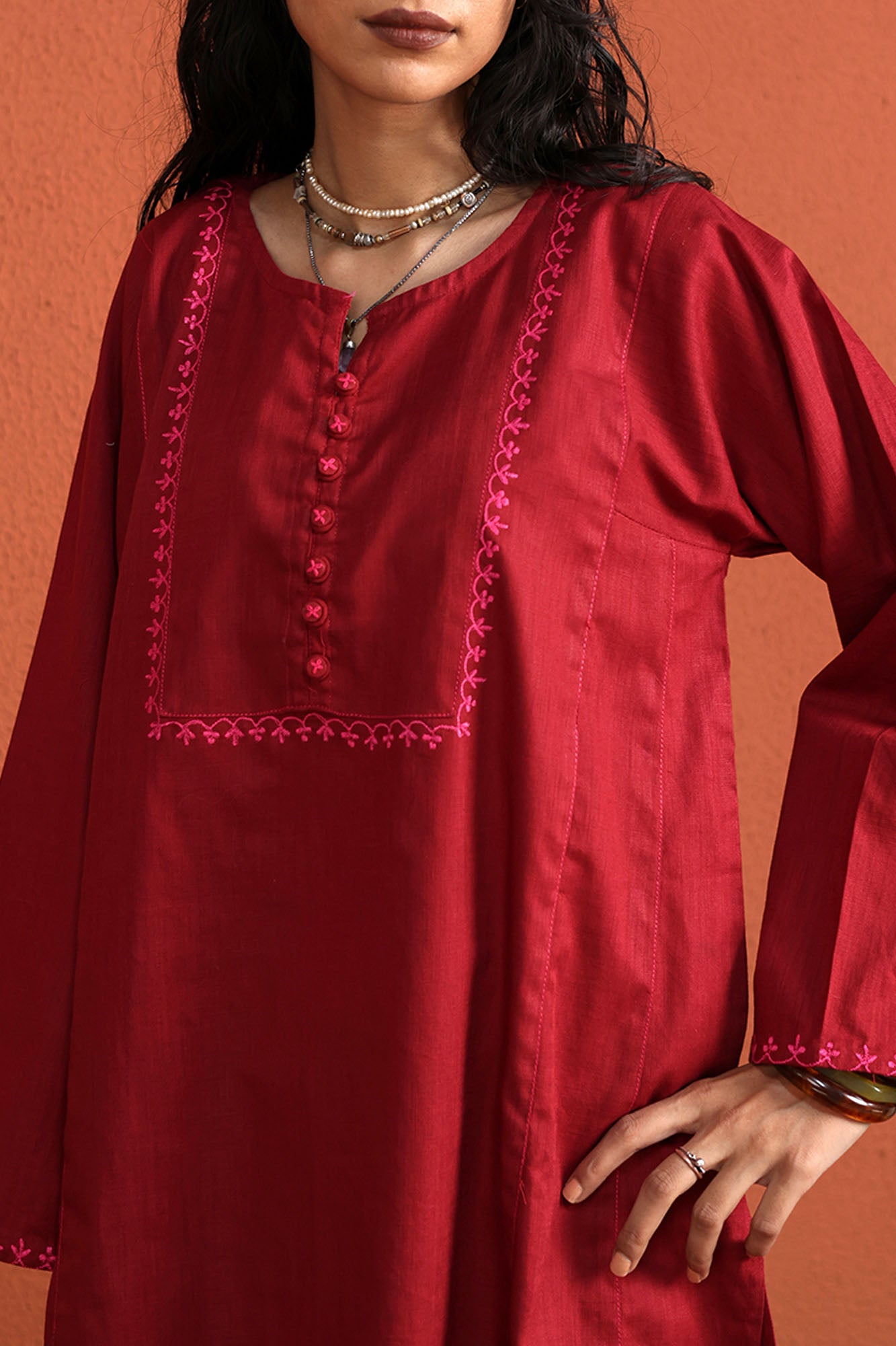 Phool Embroidered Kurta