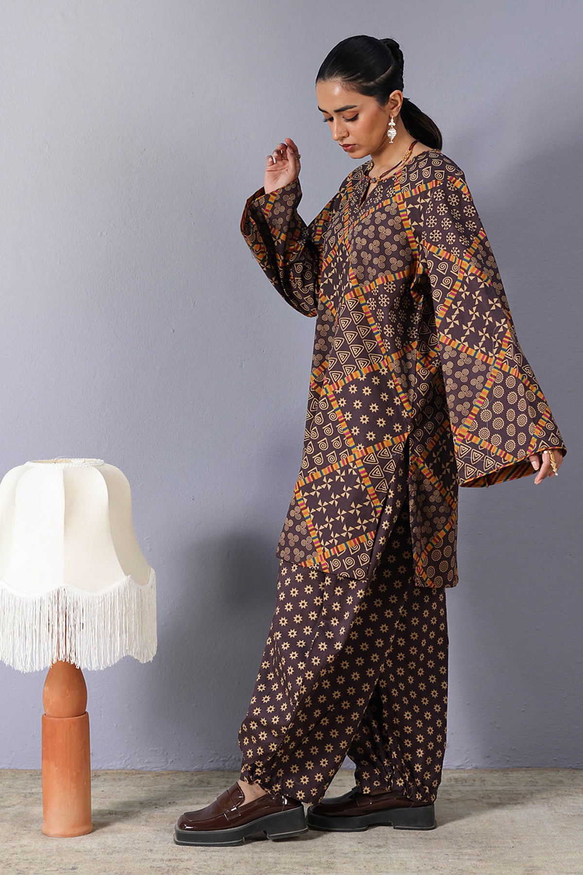 Patterned Balloon Shalwar Set