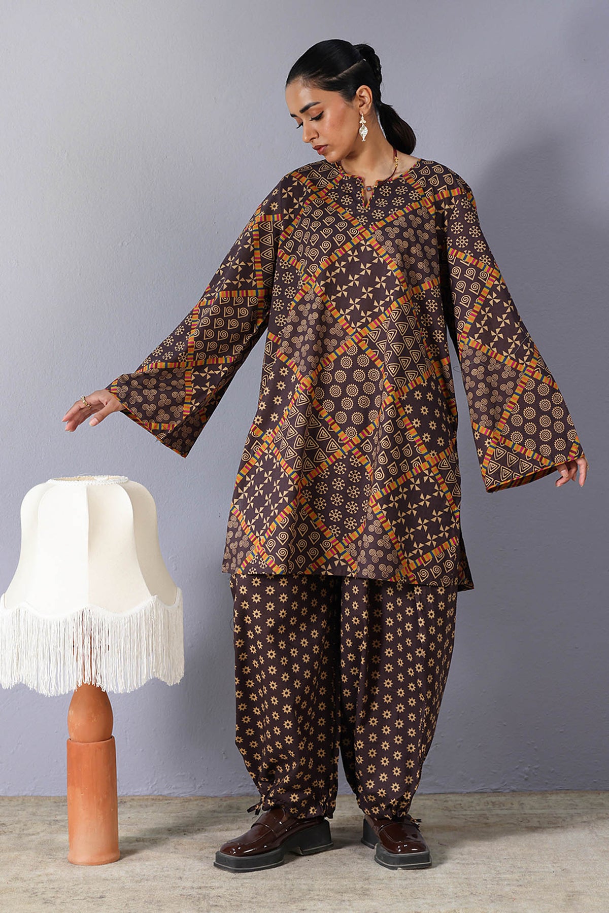 Patterned Balloon Shalwar Set