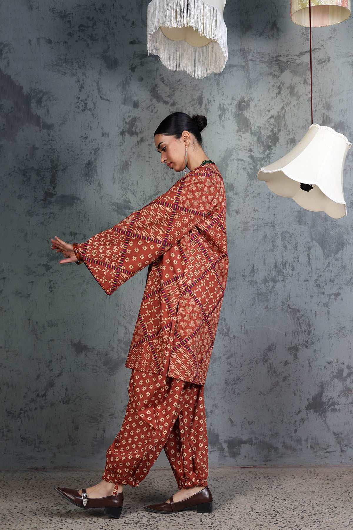 Patterned Balloon Shalwar Set