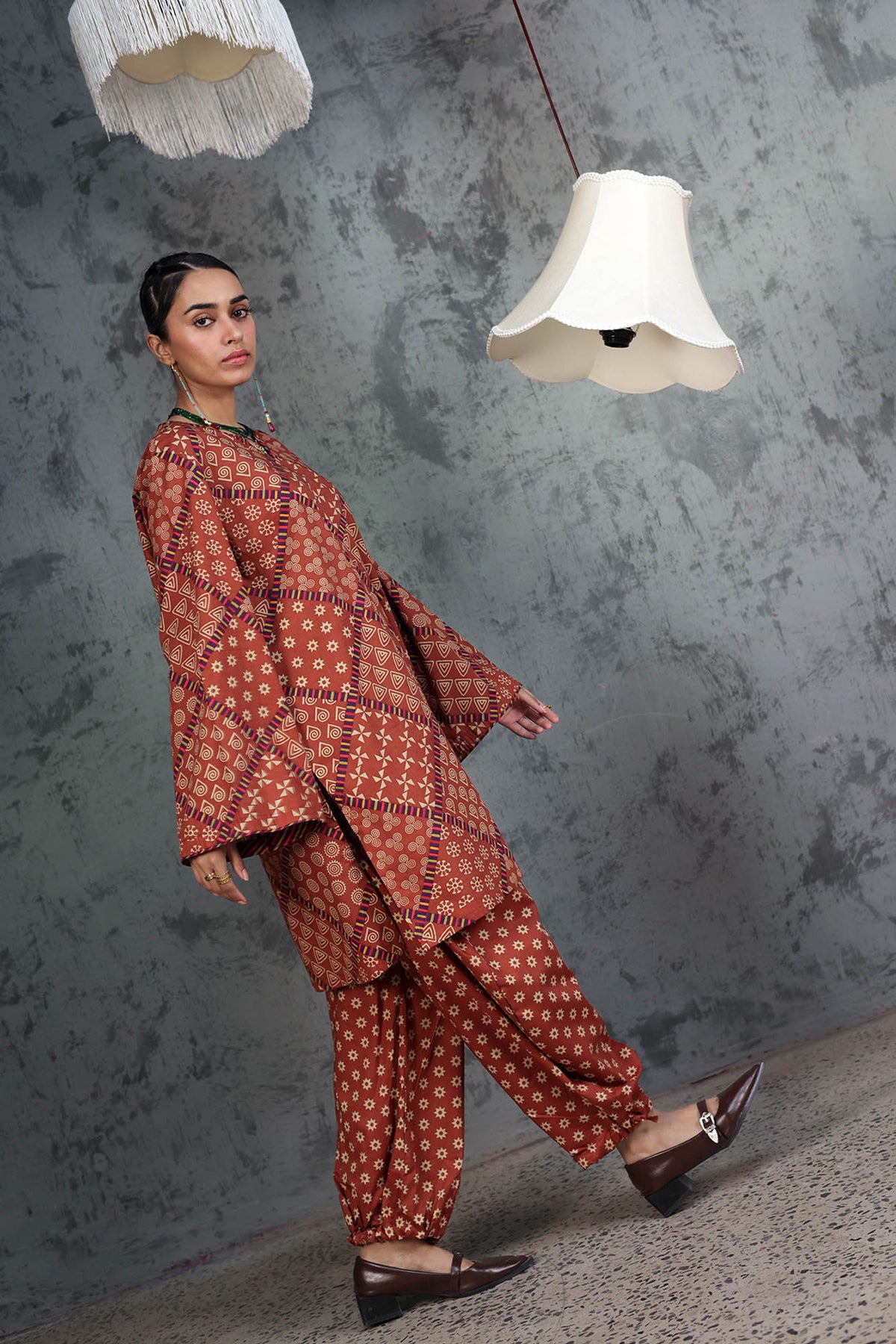 Patterned Balloon Shalwar Set