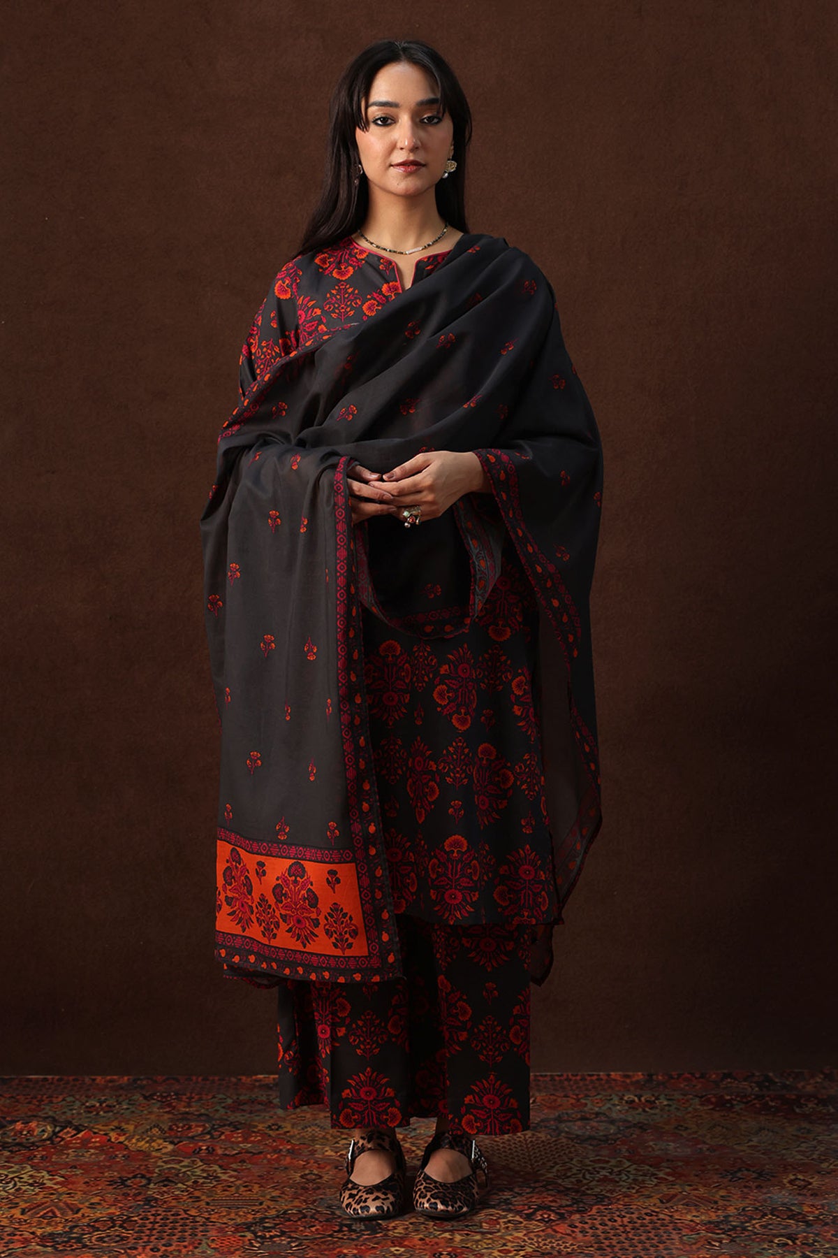 Rosette Printed 3-Piece Suit