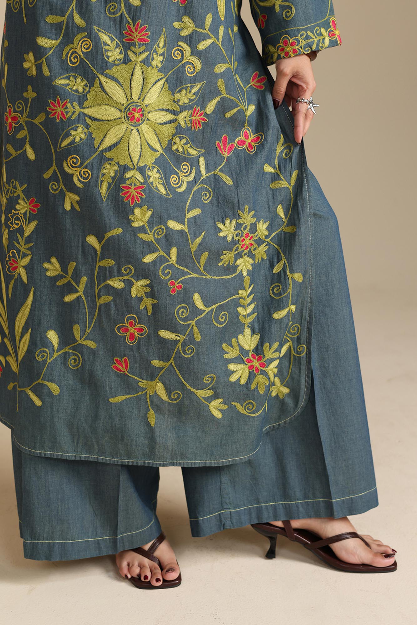 Embroidered Denim Set