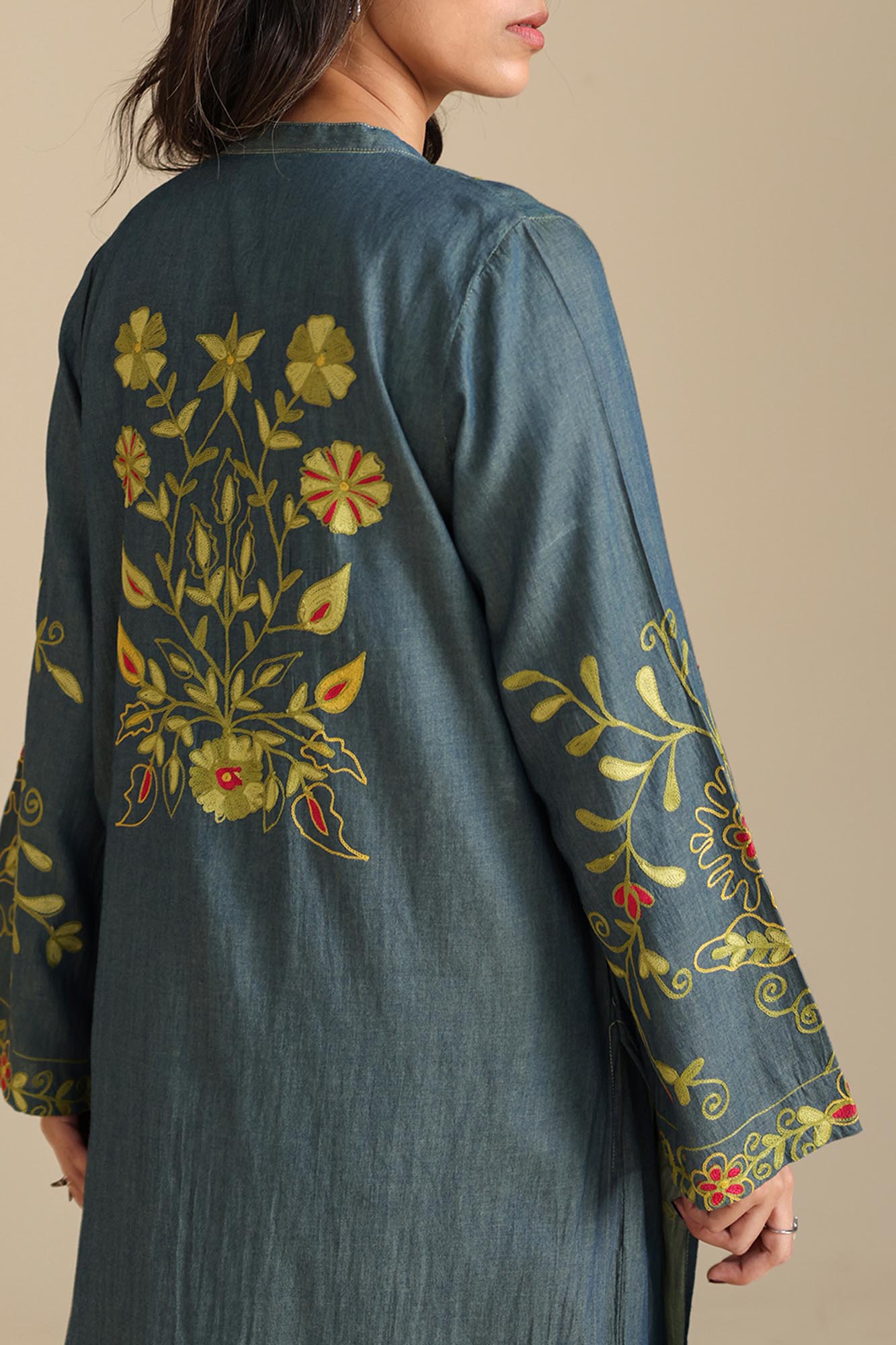 Embroidered Denim Set
