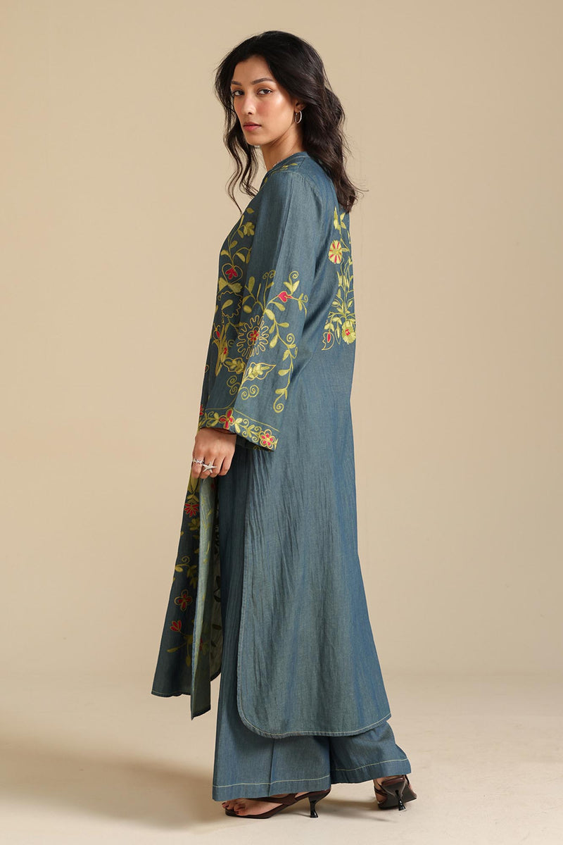 Embroidered Denim Set