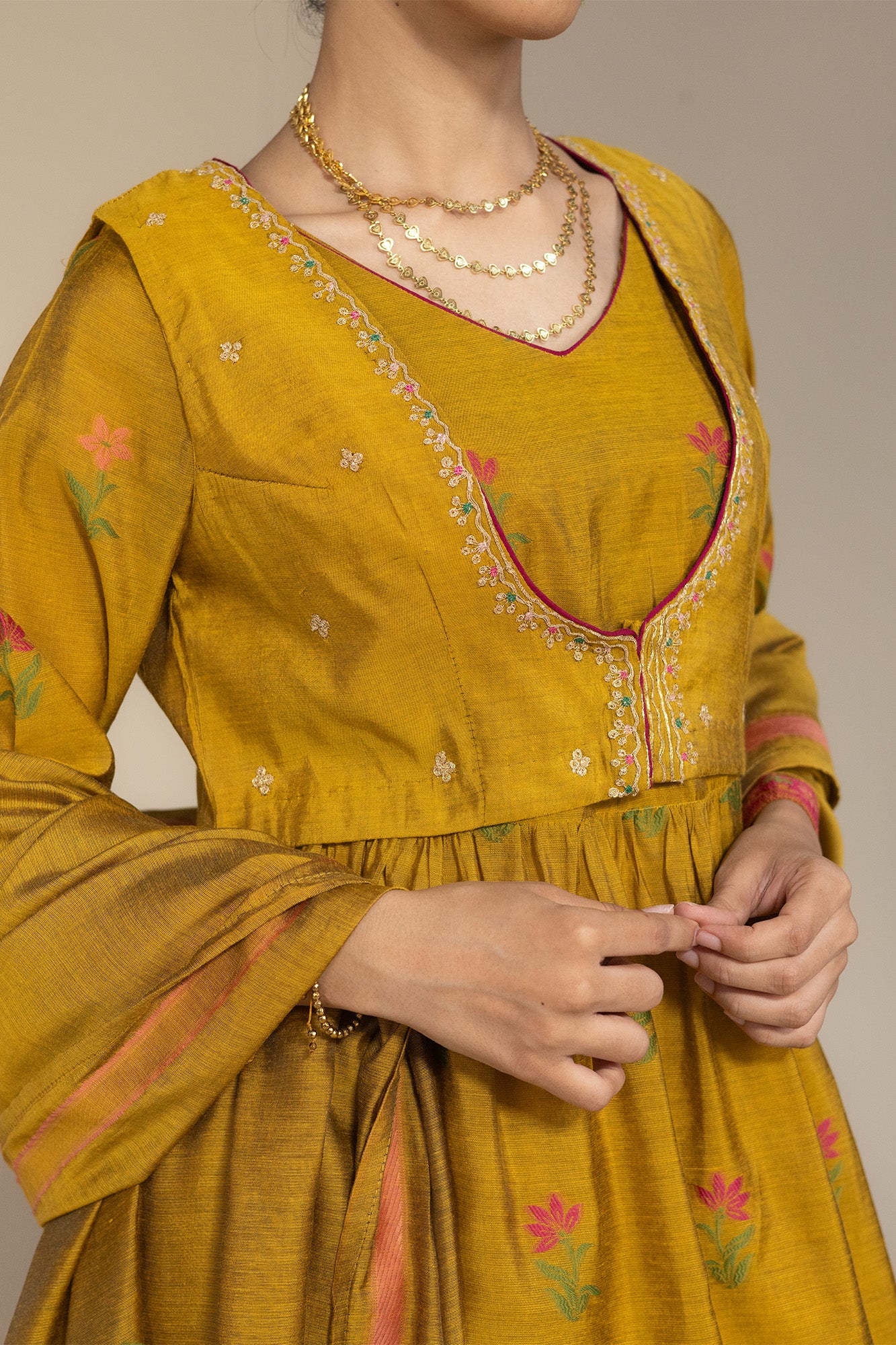 Jacquard Anarkali Ensemble
