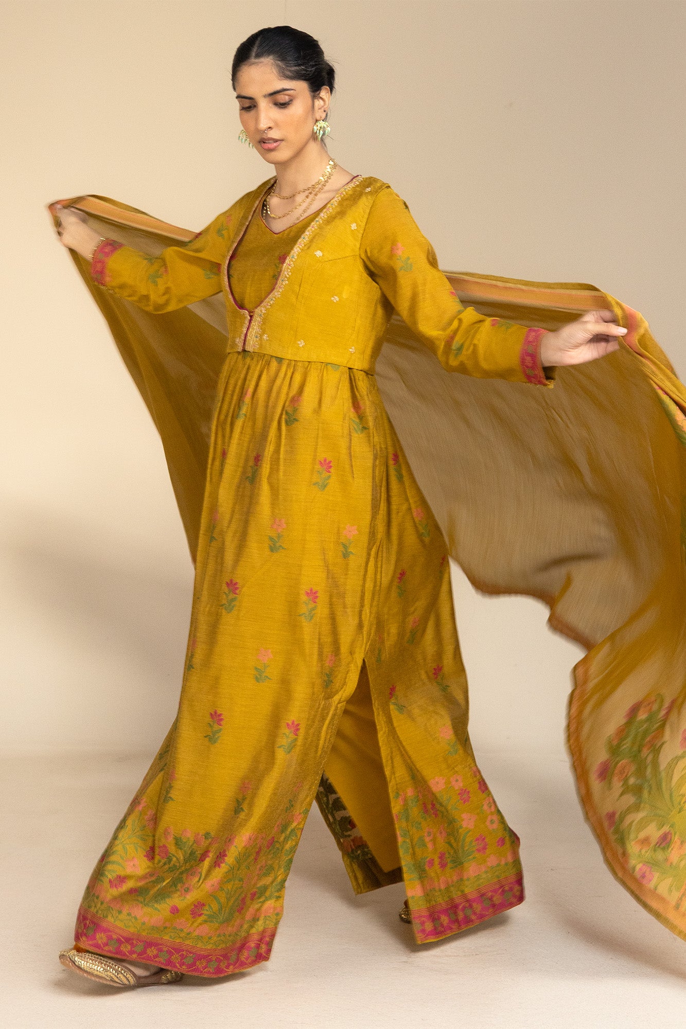 Jacquard Anarkali Ensemble