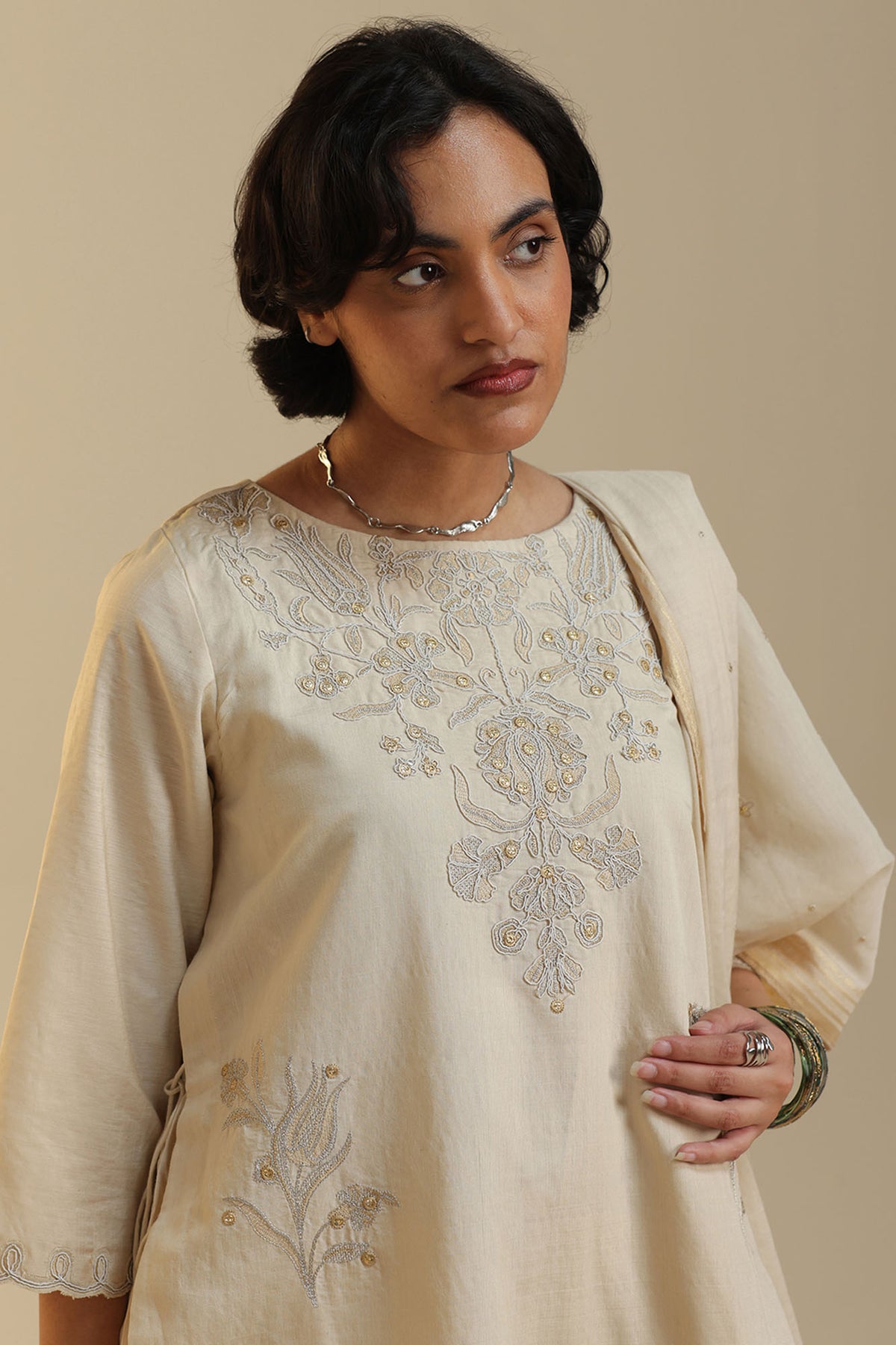 Embroidered Layered Dress
