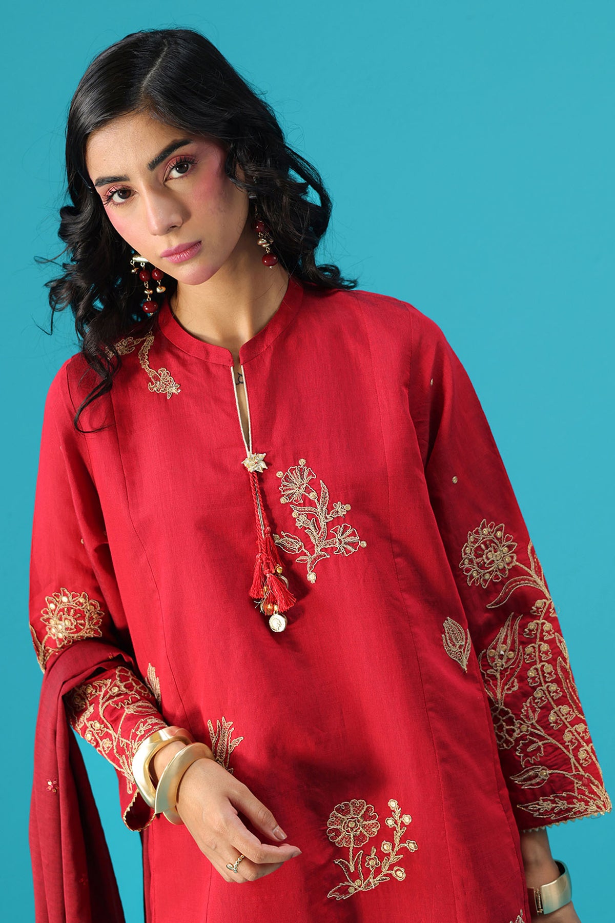 Embroidered Ruby Reverie Ensemble