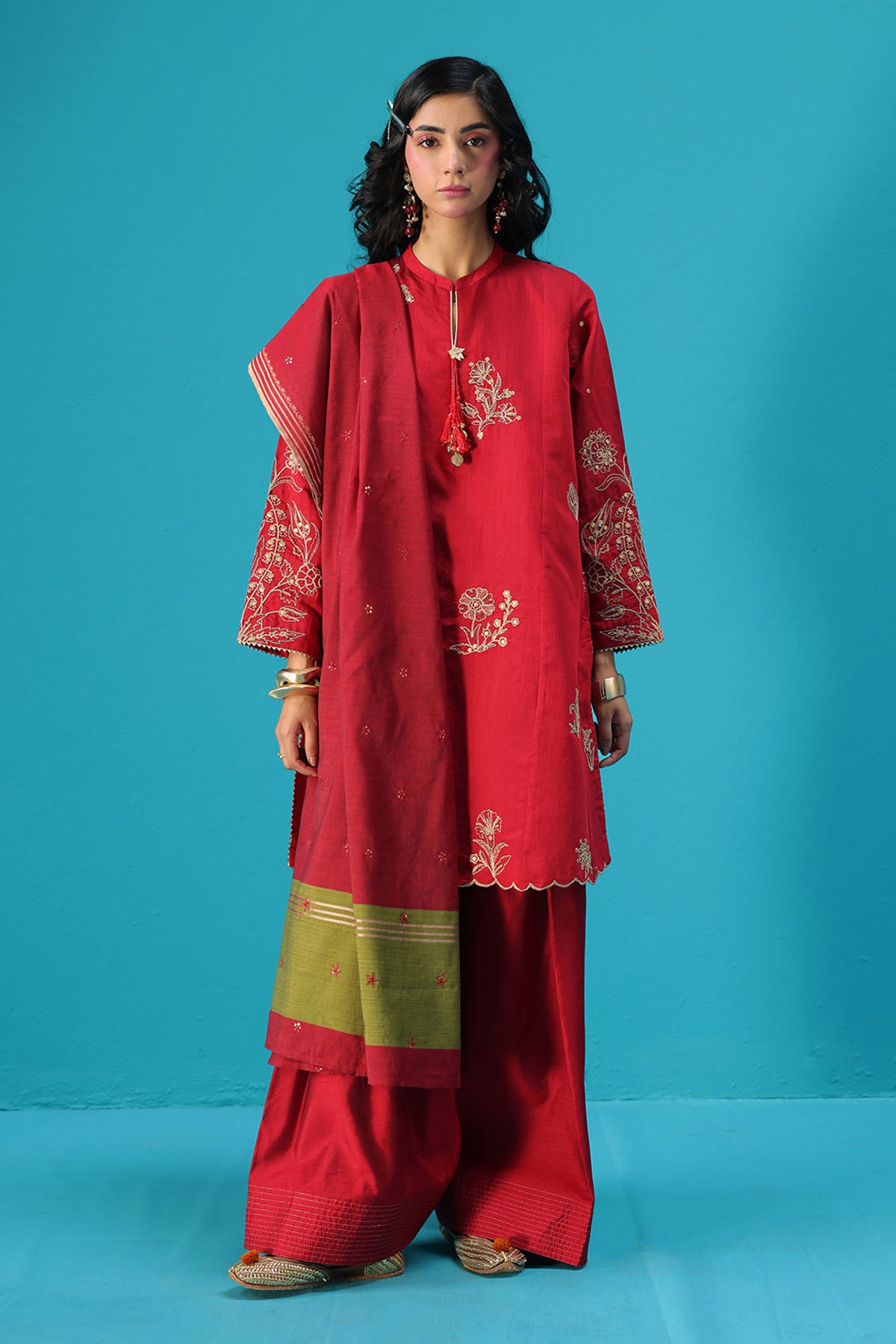 Embroidered Ruby Reverie Ensemble