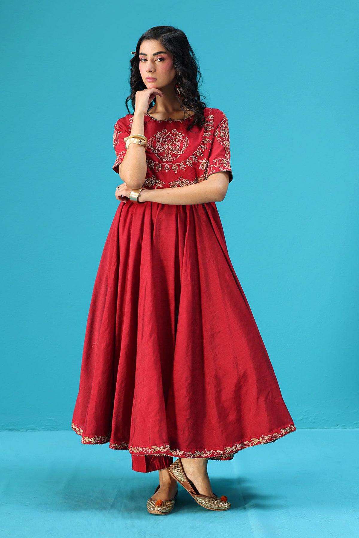 Embroidered Anarkali Set