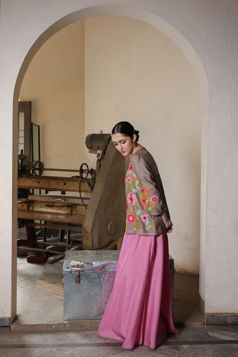 Phool Embroidered Skirt Set