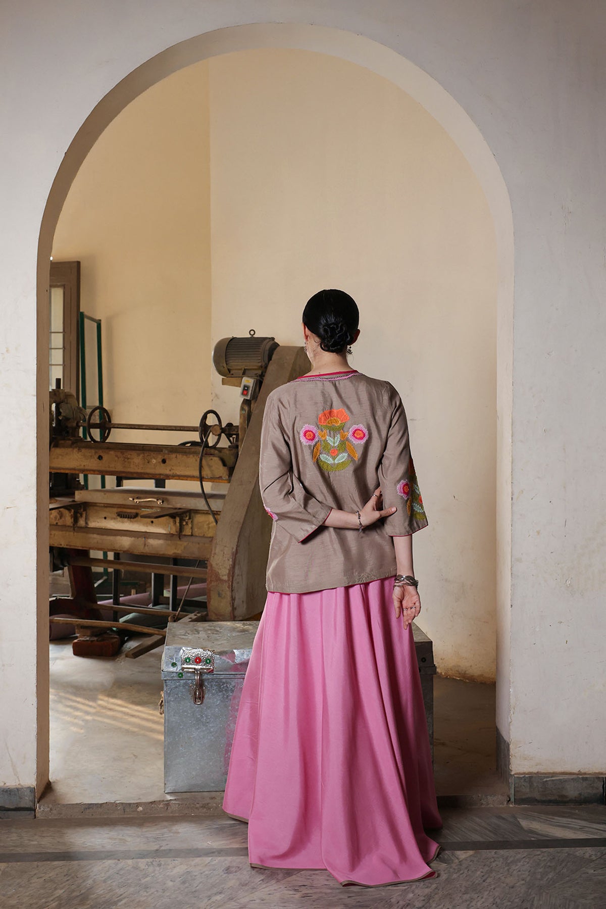 Phool Embroidered Skirt Set
