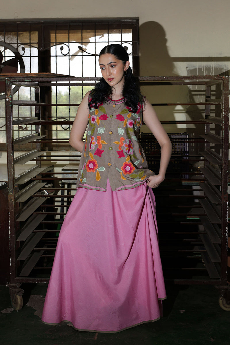 Phool Embroidered Skirt Set