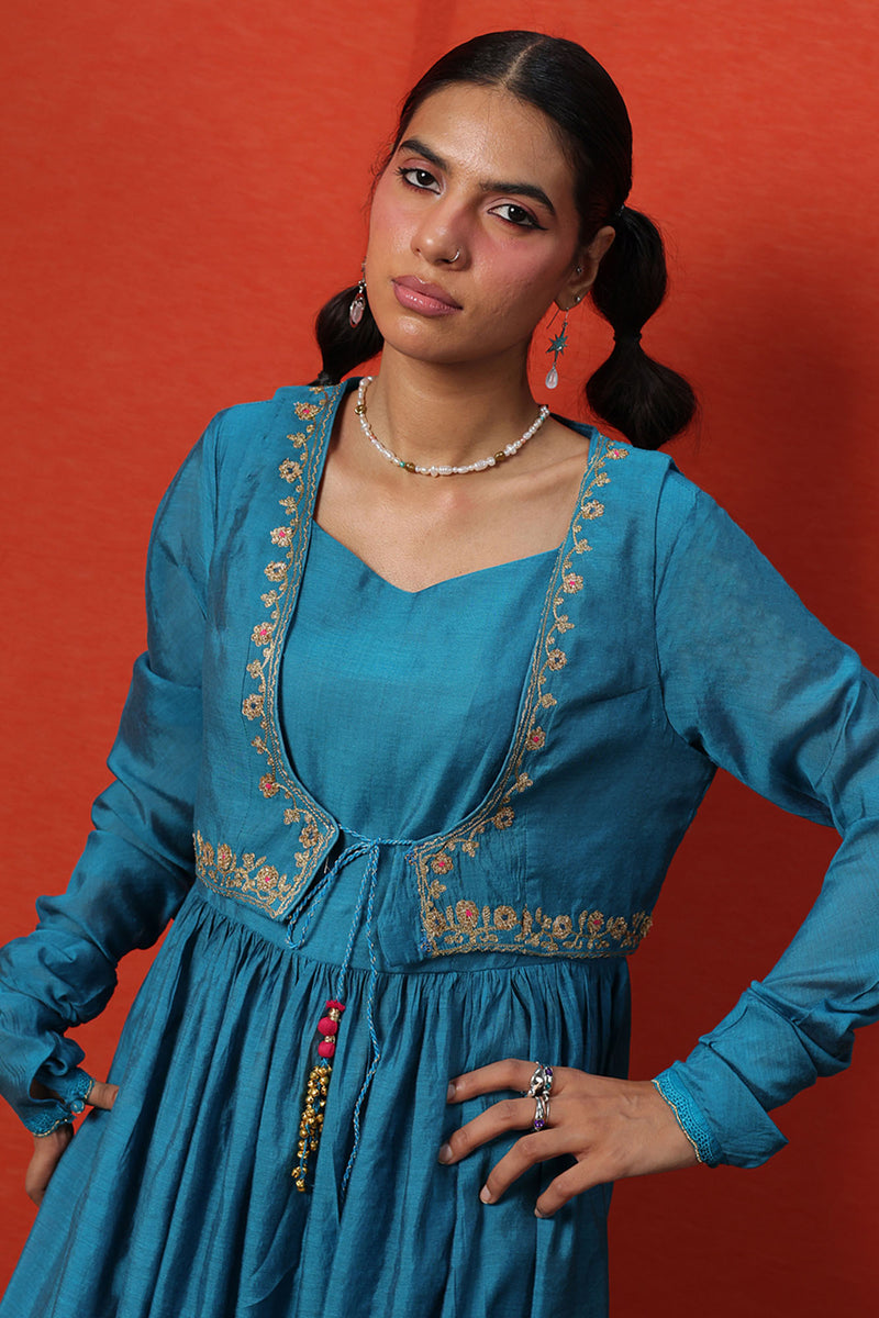 Embroidered Anarkali 3-Piece Koti Ensemble