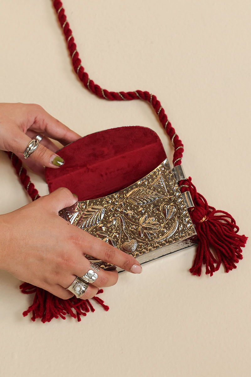 Heart Engraved Metal Bag