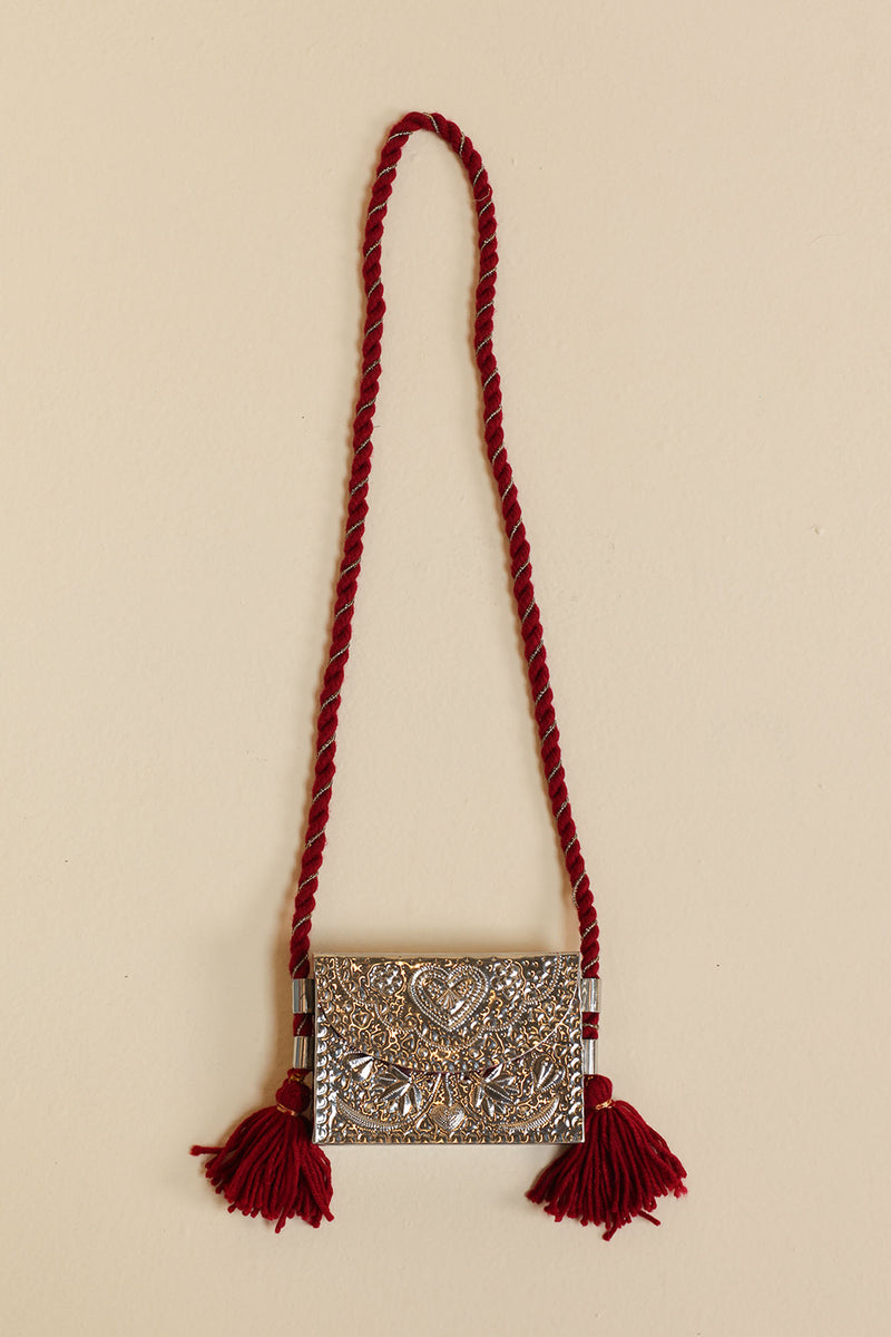 Heart Engraved Metal Bag