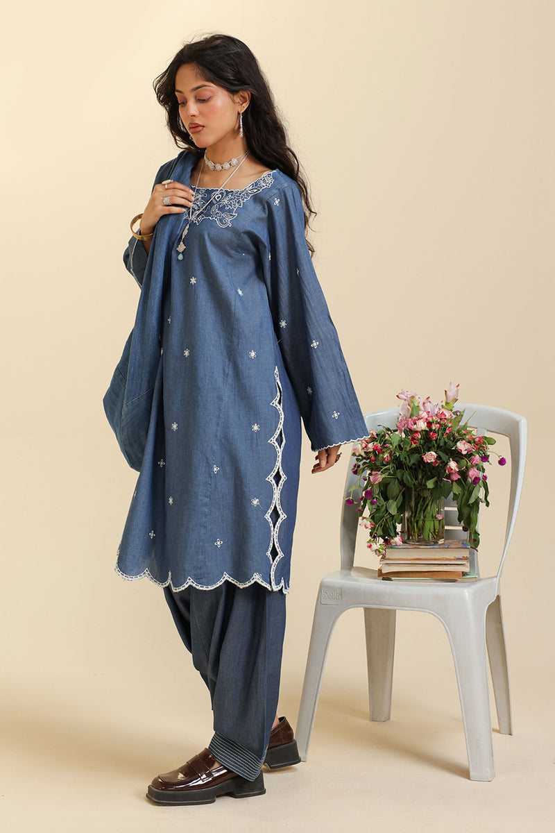 Embroidered Denim Co-Ord Set