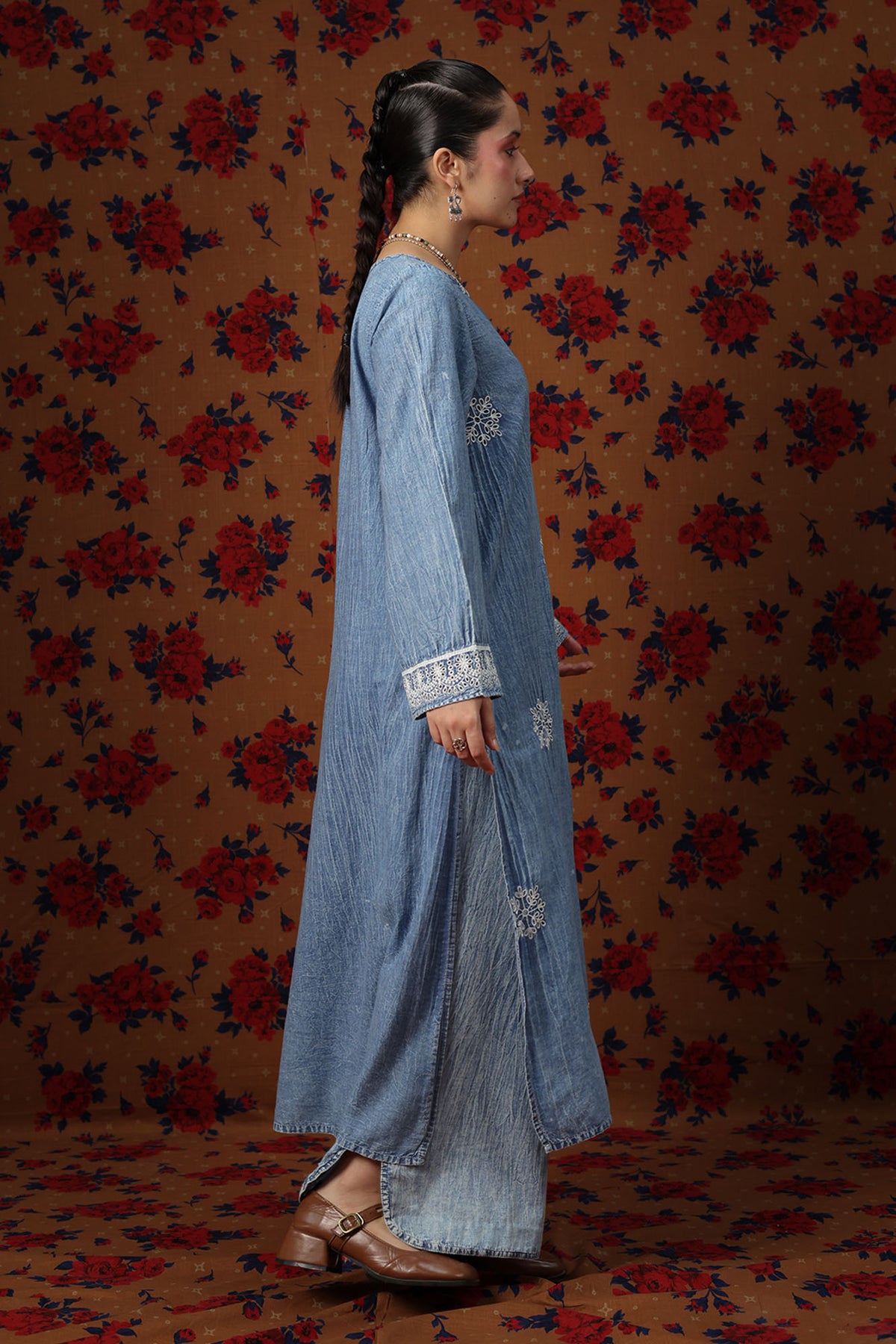 Embroidered Denim Set