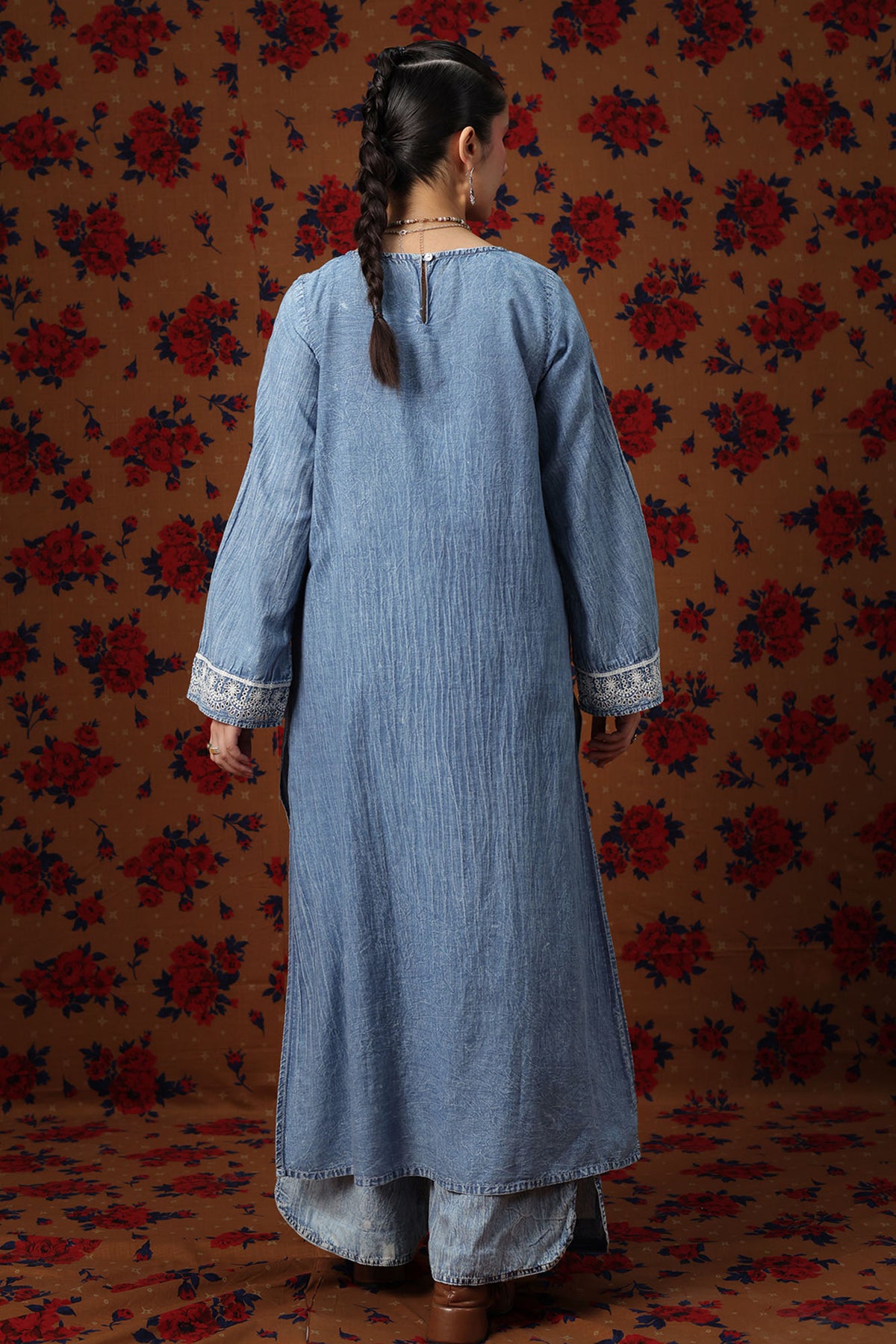 Embroidered Denim Set